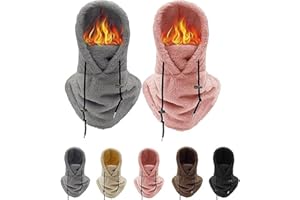 JYNKID Sherpa Hood Ski Mask, Fleece Balaclava Hood Scarf for Women & Men Cold Weather, Adjustable Windproof Winter Mask Warm Mask Cover Hat Cap, Thermal Scarf Hat for Skiing Riding Cycling