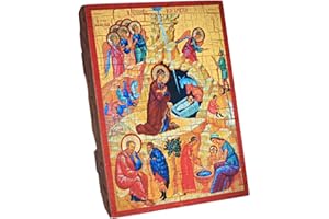 NKlaus Geburt Jesu Christi, Weihnachten Christliche Holz Ikone 16x12,5 handarbeit 37032