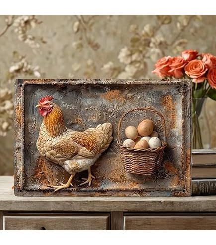 Plaque Murale Vintage Légumes - Déco Métal émaillé 20x30cm Style Rétro