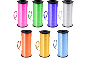 YOUYIKE 7 Rotoli Nastro Pacchi Regalo, 700 Yarde (640 Metri), Colori Vivaci, Arricciacapelli a Palloncino per Fai Da Te, Natale, Regali, Matrimonio, Fiorista