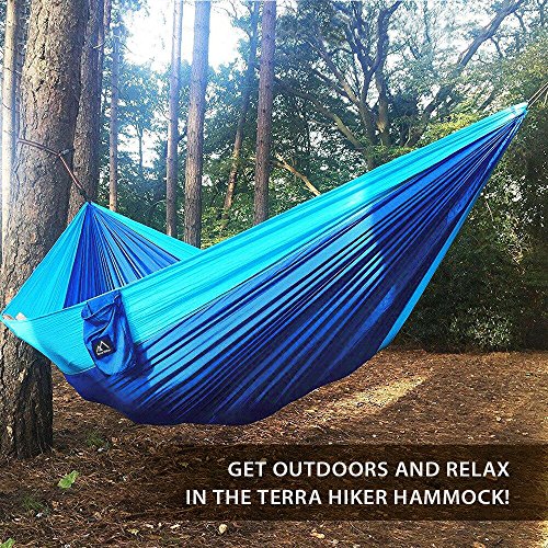 Terra-Hiker-Hamac-de-Camping-pour-1-2-Personnes-Hamac-Double-300-x-200-cm-Nylon--Parachute-2-Mousquetons-et-2-Sangles-Inclus-pour-Randonne-Voyage-Plage-Jardin