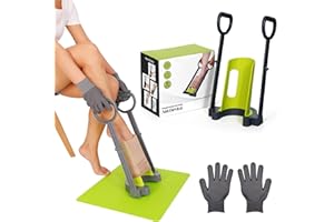 FANWER Supporto per calze a compressione e calze di supporto, con tappetino antiscivolo in silicone, senza piegarsi, con guanti speciali per calze a compressione