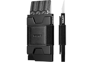 VULKIT Minimalistyczne, Smukłe, Wyskakujące etui na Karty Kredytowe z Blokadą RFID i Rozszerzalną Płytką Tylną na Karty i Gotówkę (Czarny)