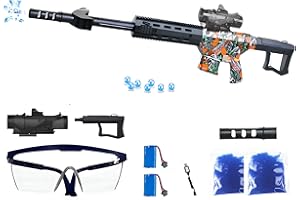 FunBlasters – Gel Blaster Gun Sniper Barrett – Pistolet à Bille Eau Electrique Automatique – 20000 Balles et Lunettes – Watersoft Puissant Fusil Arme Mitraillette - Adulte Gelfire Water Gun