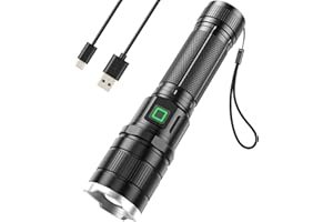 GEARLITE Lampe torche LED rechargeable, 10000 lumens, Lampe torche LED Ultra Puissante Rechargeable avec 3 modes, étanche IP65, lampe de poche zoomable pour camping, randonnée, extérieur, urgence