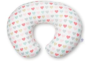 AMINOTER Chicco Cojin de Lactancia para Bebés de 0+ Meses, Forma Ergonómica e Indeformable, Miracle Middle, Almohada y Nido Bebé para la Lactancia Materna o con Biberón - Blanco corazones (Hearts)