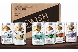 SWISH Cocktails Taster Pack Non-Alcoholic Mocktails, Pre-Mixed Ready To Drink - Pina Colada Spritz, Key Lime Pie Mojito Fizz, Martini Spritz, Margarita Fizz, Dolce & Banana - 6 x 150ml Cocktail Cans