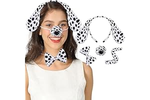 Dereine Set di Costumi Animali, Accessori per Costumi di Animali, Costumi di Carnevale Animali con Orecchie, Naso, Coda e Cravatta a Farfalla, per Carnevale, Halloween