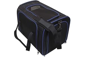 igadgitz Xtra U6999 - Pet Carrier - Black/Blue Trim - XL 40 x 40 x 60cm