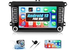 CAMECHO Android 13 Radio Coche Pantalla para VW Golf 5 6 Passat Seat Skoda y etc, 7 Pulgadas Pantalla Táctil con Bluetooth/GPS/FM/WiFi/USB Enlace Espejo + Cámara Visión Trasera