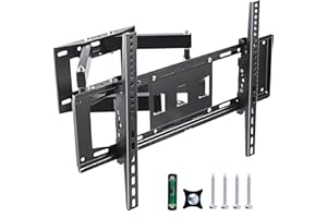 PAIDASHU TV Pared para Pantallas Planos y Curvos de 32-85 Pulgadas, Soporte Pared TV Inclinable y Giratorio, con Doble Brazo de Movimiento Completo, MAX VESA 600x400mm para Soportar 60kg