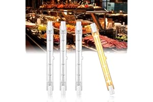 BrightArk 4 x 300W Heat Lamp Bulb, 118MM R7S Heat Lamps, Food Heat Lamp R7S Gantry Lights Jacketed Food Lamp, R7S Halogen Food Heater Bulbs for Buffets, Home Kitchens
