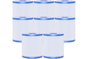 AQUALTRA Filtro de Piscina Compatible con 29007E Tipo H, Cartucho de Repuesto para Bomba de Filtro de 330 GPH, Cartucho Piscina sobre el Suelo, 102mm x 92mm 8 Piezas