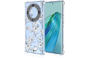 RankOne Coque de Téléphone Convient pour Honor Magic5 Lite 5G (6.67" inches) Transparent TPU Silicone Color Drawing Pattern Case - Fleurs 8