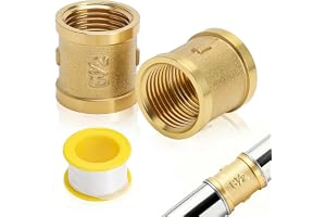 TMZELOA 2 stycken muff 1/2 tum, mässingsmuff adapter G1/2 tum (20 mm) dubbelhylsa med gängtätningstejp, mässingbeslag för rör