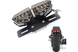 Anki HappiGo Motorcycle LED Tail Light with Brake & Turn Signals, Integrated Running Light & License Plate Bracket for Harley, Honda, Yamaha, Suzuki, Kawasaki, 12V for Motorbikes, ATVs（Black）