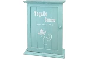 quantio Nostalgischer Holz Schlüsselkasten - Schlüsselschrank - Schlüsselbrett - Aufbewahrung für Schlüssel - Antik Look, Farbe:Blau