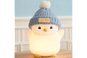 FAMIDUO Luz Bebe Nocturna Pingüino, Luz Nocturna Infantil de Silicona con Control Táctil, LED Recargable Lampara Bebe Noche 20 Minutos Temporizador,Decoración para Dormitorio,Regalo para Bebés y Niños