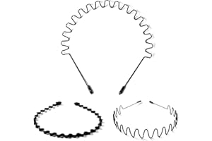 CIOKIT 3 Pack Metal Hair Band - Non-Slip and Durable Wavy Headband - Metal Headbands for Women and Men - Black Metal Spring Wavy Hairband - Hair Hoop for Outdoor Sports, Weddings and Daily Wear