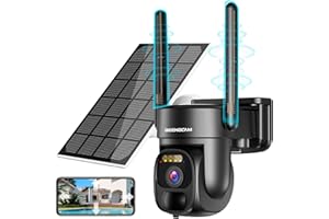 BEENOZO 3K Wireless Wifi Surveillance Camera, HD 5MP Outdoor Solar Camera, PTZ Security Camera, 355° PAN and Tilt 110°, 80M Colour Night Vision, AI Human Detection, Two-Way Audio