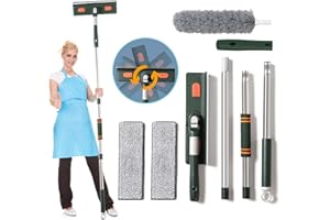 LIEBERWELL Telescopic Window Cleaner, 4 in 1 Window Cleaner Tool Kit, Glass Cleaning Window Cleaner Squeegee from 29 to 145 cm, 57 Inch Professional Window Wiper for High Windows Glass Indoor and Outdoor Use