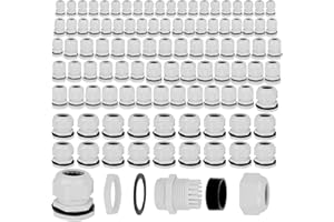 YOUNTHYE 100 sztuk dławików kablowych M12/ M16/ M20/ M25/ M32, przepust kablowy, wodoszczelny, biały, złącze wtykowe z przeciwnakrętką, wejście kabla do użytku na zewnątrz, do ogrodu, skrzynki rozdzielczej