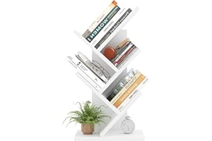 ‎ISUNIRM iSunirm Bücherregal Baumform, Standregal Eckregal mit 5 Ebenen, Organizer-Regale, bodenstehendes Bücherregal für Büro, Zuhause, Schule, Regaldisplay für CDs/Zeitschriften/Bücher, Weiß