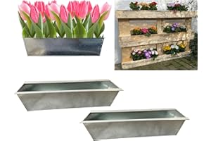 ‎HOSSI'S WHOLESALE Hossi's Wholesale 2er Set Zink Paletten Blumenkästen - Einsatz 38cm groß Silber - aus Metall verzinkt - Zinkkasten Pflanzkasten Balkonkasten Blumentopf für Europaletten