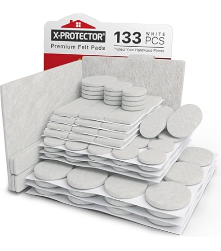 Metafranc Self-Adhesive Felt Gliders - 20 Pack - Protect Floors From Scratches - For Chair Legs, Furniture Feet - White, 17mm