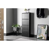ReHome 4 Raflı Metal Ayakkabılık | Siyah | Ayakkabı Rafı | Ayakkabı Dolabı