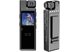 KALESER 1080P Mini Body Camera, 180° Rotatable Lens, 6 Hours Video Recording, Motion Detection, Night Vision, Wearable Sports Camera for Cycling, Law Enforcement, Security