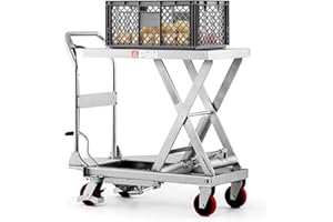 Pallit Chariot à table élévatrice INOXX-M hydraulique | Capacité de charge de 250 kg | Hauteur de levage 890 mm | Acier inoxydable