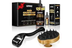 ‎LEPONIX Rosmarinöl Haare, 120ml Rosemary Oil for Hair Rosmarin öl Mit Kopfhaut Massagebürste und Dermaroller Hair Growth Oil für Trockenes Geschädigtes Haar Frauen Männer