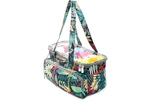 SumDirect Borsa portaoggetti per filati, borsa organizer per maglieria, borsa tote portatile con coperchio superiore trasparente per riporre filati, uncinetto, ferri da maglia e altri accessori (blu)