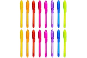 Toyseum 16 x Invisible Ink Pens With UV Light, Spy Pens for Writing Secret Messages, Fillers for Kids Party Bags, Magic UV Marker for Boys & Girls, Favours for Children's School Prizes, Pack of 16