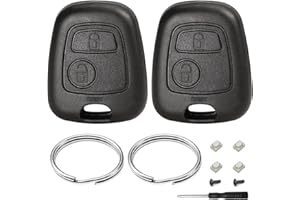 JJCHQ 2 Piezas Carcasa Llave Coche para Peugeot 106 107 206 207 208 306 307 308 406 407 806 Citroen C1 C2 C3 C4 C5 Picasso Berlingo Saxo Xsara Toyota Aygo 2 Botones Funda Mando Llave Repuesto con Llavero