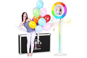 MWE Photo Booth Machin mit Flightcase, Unterstützung Software und Fernsteuerung, Geeignet für Partys, Hochzeiten, Verleihindustrie, YouTube, Video, Tiktok (Lichtleiste, Weiß)