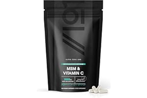 ALPHA01 MSM 3000mg with Vitamin C & BioPerine® - Supports Collagen Formation – For Healthy Skin - High Potency Methylsulfonylmethane – Non GMO, Gluten Free, Halal – 120 Vegan Capsules