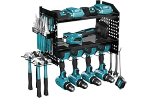 ‎VEITORLD Veitorld Metall Werkzeughalter Wand mit Ladestation, Werkzeug Wandhalterung, Werkstatt Werkzeugregal für Akkuschrauber Schraubendreher Bohrmaschine Bohrer Akku, Geschenke für Männer, Blau