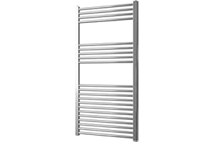 Greened House Chrome Straight Heated Towel Rail 600mm wide x 1200mm high Flat Central Heating Towel Radiator