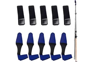 Riceel Rutenbänder Angel, 5 Paar Angelruten Gurte Set Angelrutenhalter Klettbänder Angelzubehör Hohe Elastizität Rutensocke Rutenschutz Elastische Angelrutentaschen