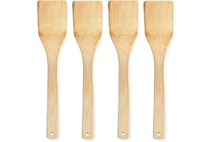 Joeji's Kitchen – Ustensiles de Cuisine en Bambou | Ensemble 4 Pièces en Bois : Cuillère, Spatule et Accessoires de Qualité