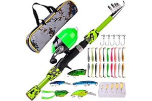 Joyeee Kids Spincast Reel and Fishing Rod Combo, Kids Fishing Pole Kit, fishing Tackle Box, kids fishing gear, Spinning Reel Lures Accessories, Tangle-Free Design, Oversized Reel Handle