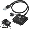pibox India - SATA to USB 3.0 Cable, USB 3.0 to SATA III Hard Drive Adapter Compatible for 2.5 3.5 Inch Desktop HDD/SSD Hard Drive Disk and SATA Optical Drive with 12V 2A Power Adapter, Support UASP