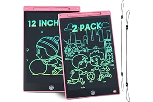 DCV 12 Inch LCD Writing Board, 2 Pack Colorful Drawing Tablet with Lock&Delete Function, Doodle Scribbler Pad Learning Educational Toys for Kids Age 2-9 Year Old Girls Boys- Pink