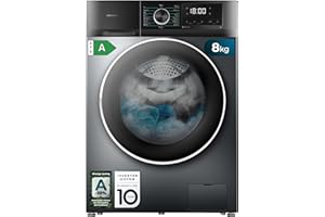 Cecotec Lavadora 8Kg Carga Frontal Bolero Dresscode 8500 Inverter Steel A. 1900W, 1400 rpm, Motor Inverter Plus, Bajo Consumo, 16 Programas, SteamMax, Delay Start, Acero