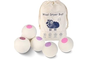 CXWLHH Wolle Trocknerbälle für Wäschetrockner 6er Natürliche Weichspüler Waschbälle Reduziert Falten und wiederverwendbar Schafswolle Trocknerbälle