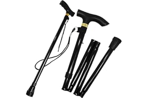 Guilty Gadgets ® - Foldable Adjustable Height Folding Height Lightweight Walking Stick Cane Non Slip Unisex