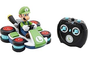 WORLD OF NINTENDO Nintendo Super Mario Kart 8 – Luigi Mini Racer Radiocomandato Anti-Gravity 2.4GHz con Sterzo Completo, Gira a 360°, Derapa – Portata fino a 30 m – Dai 4 Anni in su