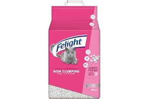 Felight Non-Clumping Cat Litter (20L Bag) - Antibacterial Silverfresh Technology, Prevents Odours for up to 10 Days, Made in 